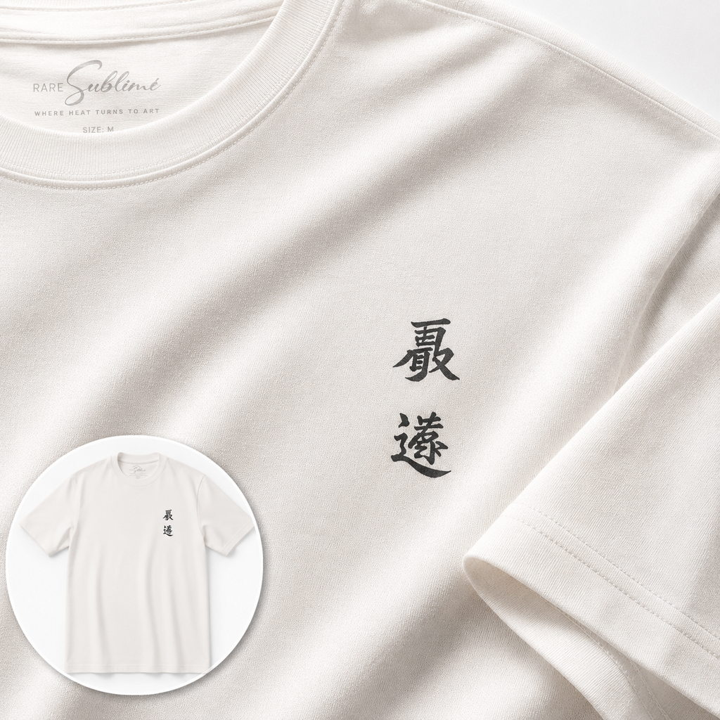 Men’s White Samurai Graphic T-Shirt, 100% Cotton, Short Sleeve Crew Neck, Front and Back Print