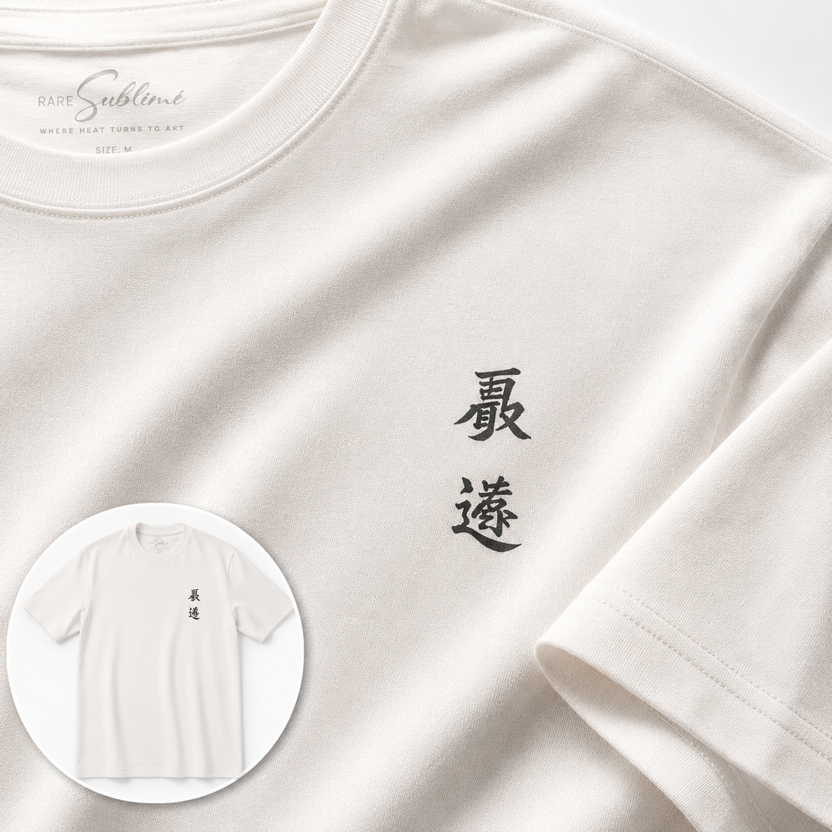 Men’s White Samurai Graphic T-Shirt, 100% Cotton, Short Sleeve Crew Neck, Front and Back Print