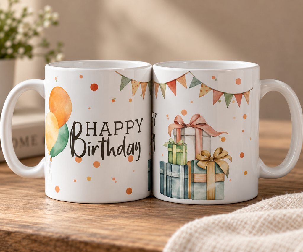 Happy Birthday Mug 11 oz – Double-Sided Printed Ceramic Mug