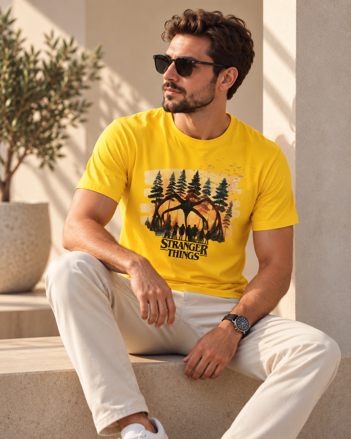 Yellow Graphic T-Shirt – Stranger Things Inspired Design
