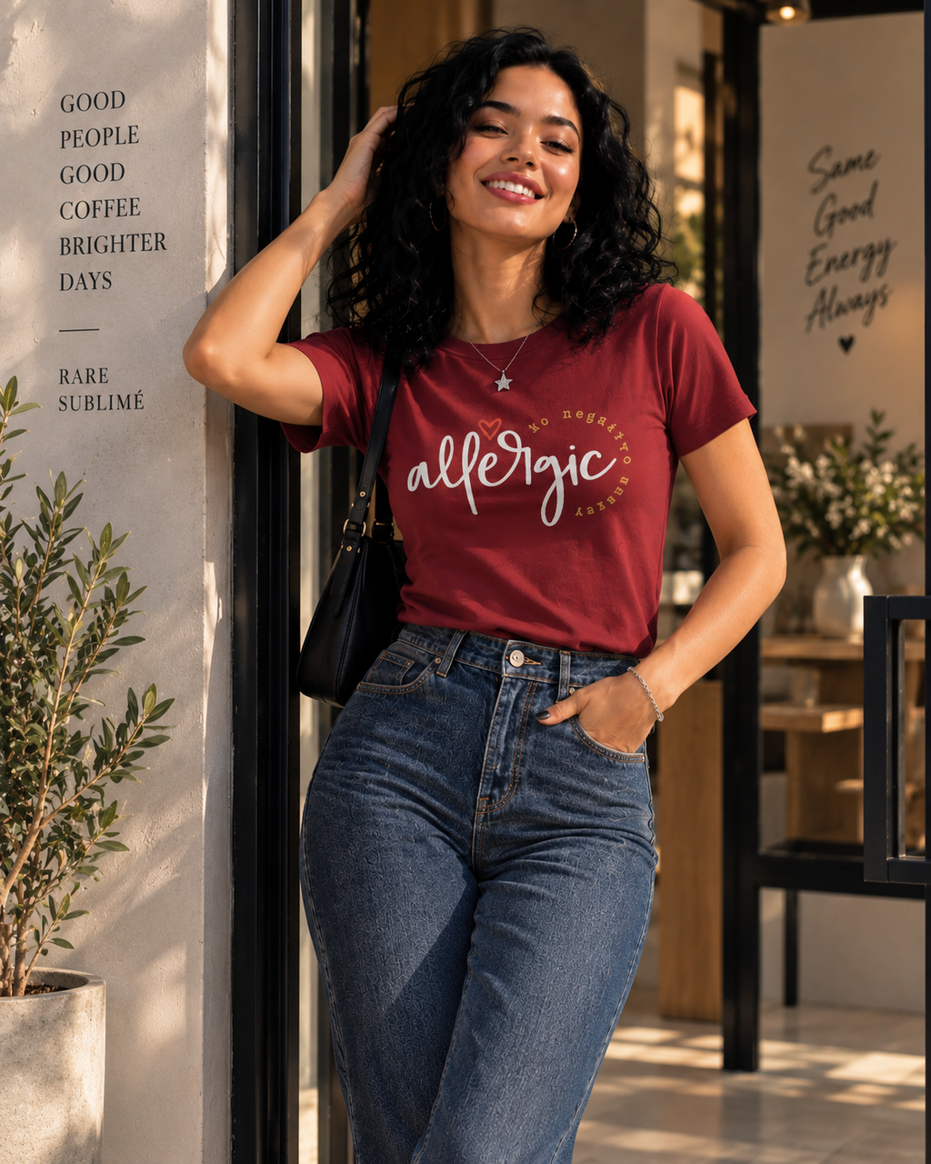 Allergic to Negative Energy T-Shirt – Premium Cotton Graphic Tee for Women
