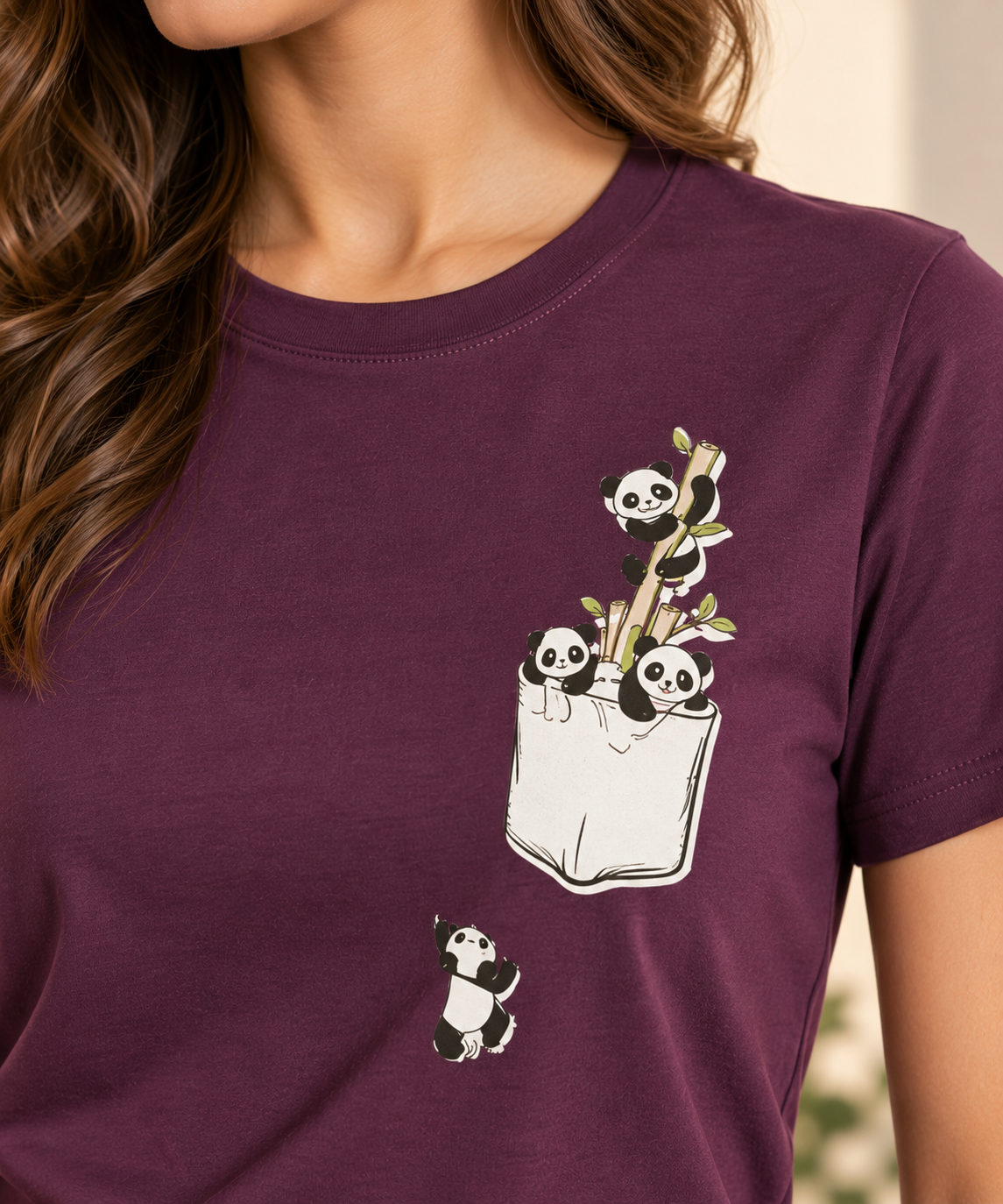 Women's Panda Graphic T-Shirt  Casual Tee